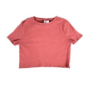 Women's Ribbed Crop Top Stretchy Short Sleeve Casual Medium